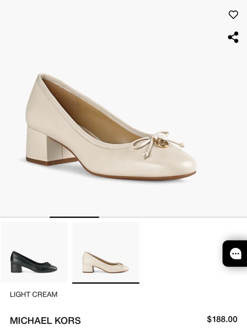 Michael Kors Light Cream Leather Bow Block Heel Pump